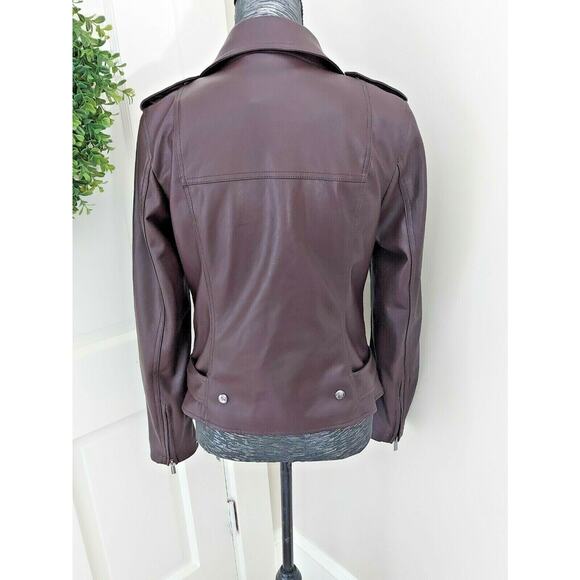 Bagatelle Womens Brown Cropped Moto Faux Leather Jacket Coat Small - Picture 4 of 6